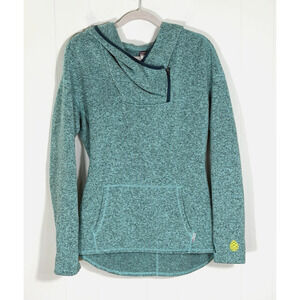 Stio Sweetwater Fleece Hoodie Large Green Pullover 1/4 Zip Outdoors Gorpcore